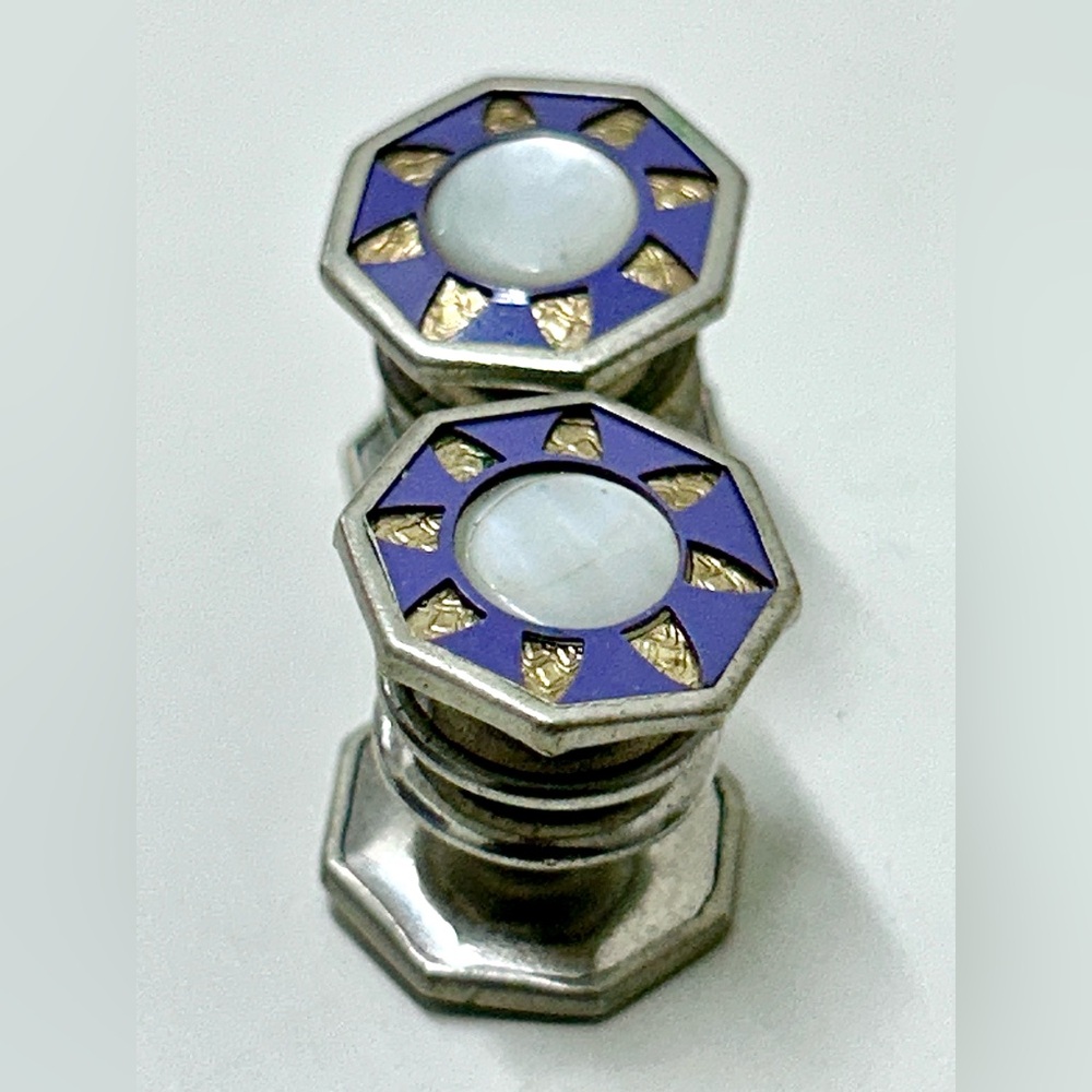 1920s Antique Kum-A-Part Bakelite Celluloid Snap Cufflinks